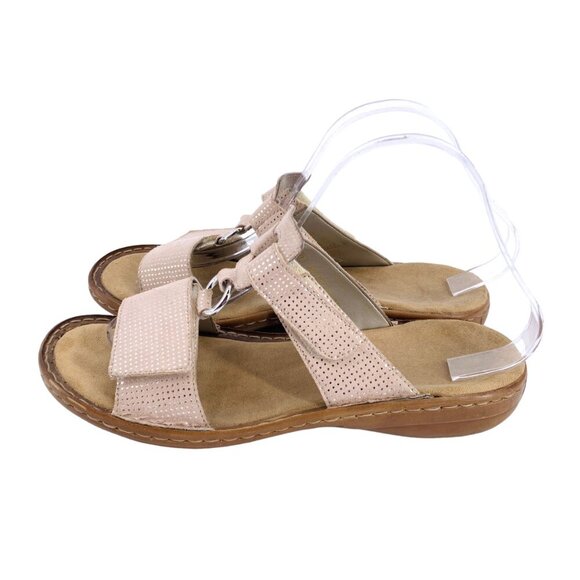 Rieker Pink and Tan Sandals Slip-On Comfort - Picture 4 of 9